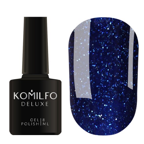 Gel Polish Komilfo DeLuxe Series G021 (blue with silver glitters), 8 ml Gel Polish Komilfo DeLuxe Series G021 (blue with silver glitters), 8 ml
