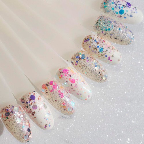 Komilfo sequins MIX chameleon 005, mix sizes, (pink/yellow/green), 1.5 g