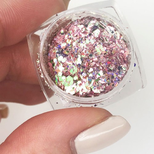 Komilfo sequins MIX chameleon 005, mix sizes, (pink/yellow/green), 1.5 g