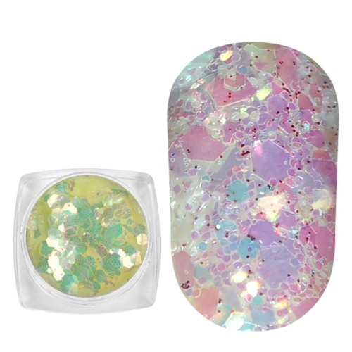 Komilfo photochromic sequins MIX-005, mix sizes, (yellow/green photochrome), 2.5 g Komilfo photochromic sequins MIX-005, mix sizes, (yellow/green photochrome), 2.5 g