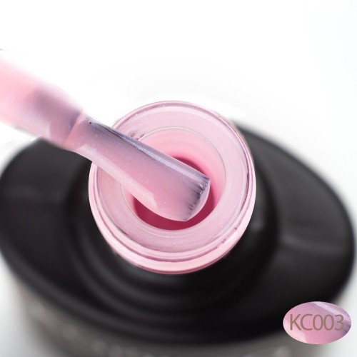 Komilfo KC Glitter Rubber French Base №KC003 (beige and pink with blue micro shine), 15 ml