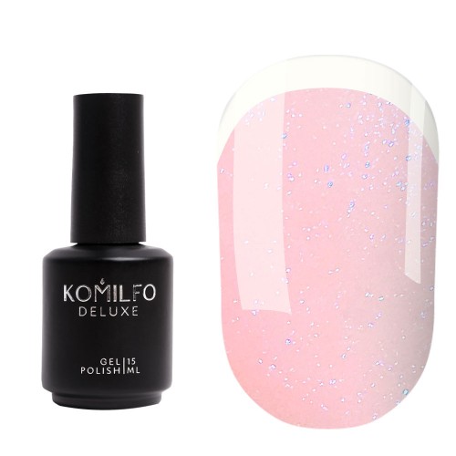 Komilfo KC Glitter Rubber French Base №KC003 (beige and pink with blue micro shine), 15 ml Komilfo KC Glitter Rubber French Base №KC003 (beige and pink with blue micro shine), 15 ml