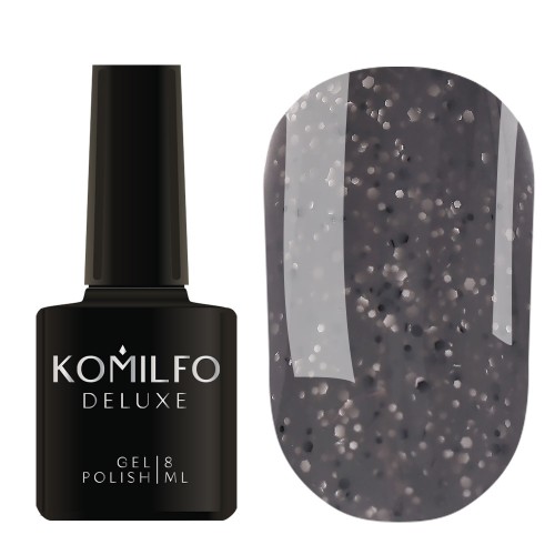 Gel Polish Komilfo Stone Collection ST002 (dark gray, with crumbs), 8 ml Gel Polish Komilfo Stone Collection ST002 (dark gray, with crumbs), 8 ml