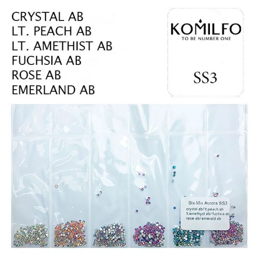Komilfo rhinestones, Six-Mix Aurora (1600 pcs.), Size ss3