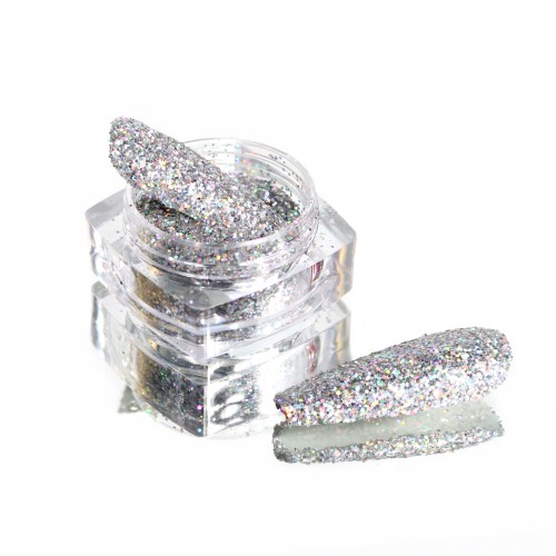 Komilfo spangles 104G, size 0.4 mm, (silver, hologram) E, 2.5 g