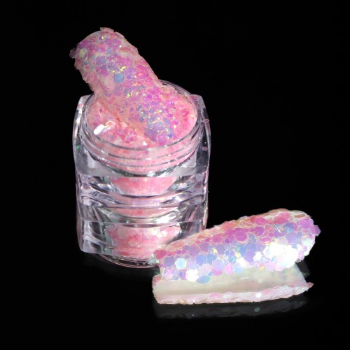 Komilfo photochromic sequins MIX-006, mix sizes, (pink/violet-blue photochrome), 2.5 g