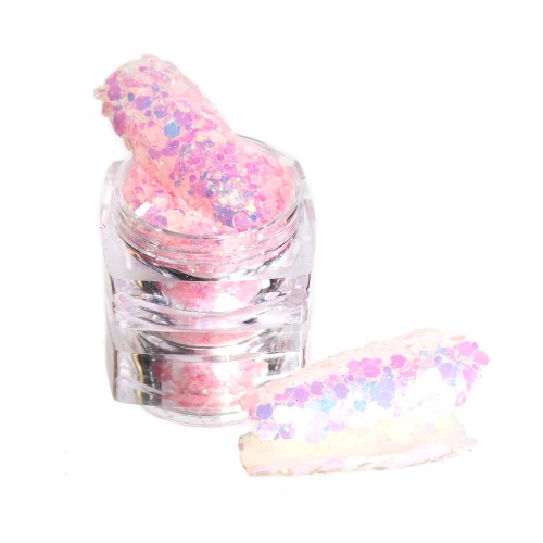 Komilfo photochromic sequins MIX-006, mix sizes, (pink/violet-blue photochrome), 2.5 g