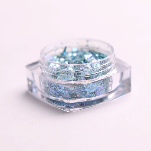 Komilfo sequins MIX chameleon 006, mix sizes, (turquoise/blue), 1.5 g