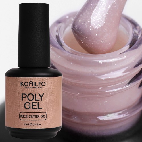 Komilfo PolyGel 006 Beige Glitter, 15 ml (with shimmer) Komilfo PolyGel 006 Beige Glitter, 15 ml (with shimmer)