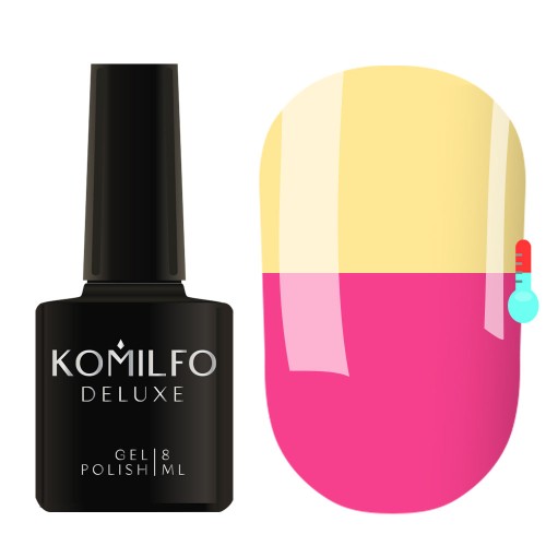 Gel Polish Komilfo DeLuxe Termo C015 (calm pink, when heated – warm yellow), 8 ml Gel Polish Komilfo DeLuxe Termo C015 (calm pink, when heated – warm yellow), 8 ml