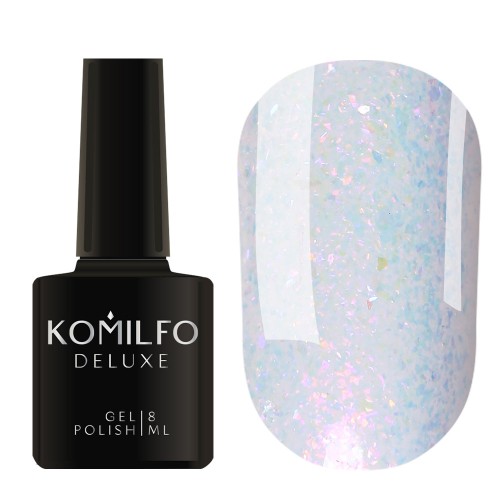 Gel Polish Komilfo DeLuxe Series G013 (transparent opal with holographic microglitter), 8 ml Gel Polish Komilfo DeLuxe Series G013 (transparent opal with holographic microglitter), 8 ml