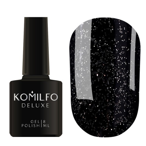 Gel polish Komilfo DeLuxe Series G023 (black, silver micro-shine), 8 ml Gel polish Komilfo DeLuxe Series G023 (black, silver micro-shine), 8 ml
