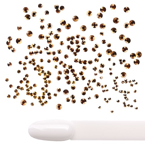 Komilfo rhinestones Gold, mix size (1400 pcs per pack)