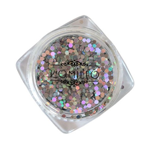Komilfo disco design №028, silver, hologram, 1 mm (1 g)