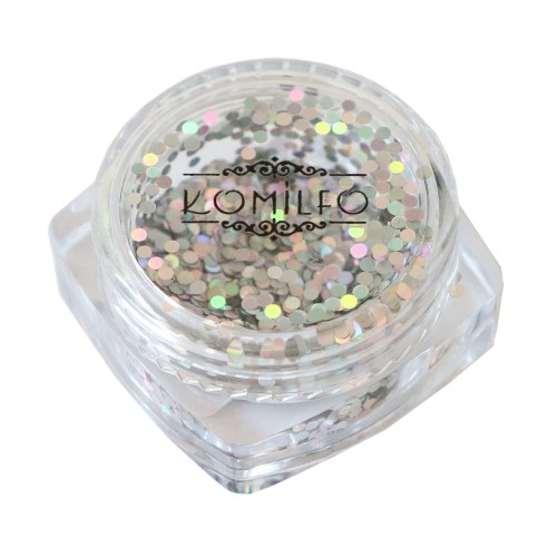 Komilfo disco design №028, silver, hologram, 1 mm (1 g)