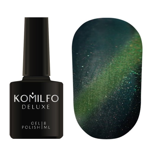 Gel Polish Komilfo Fantasy Cat’s Eye 111 (dark green, magnetic), 8 ml Gel Polish Komilfo Fantasy Cat’s Eye 111 (dark green, magnetic), 8 ml