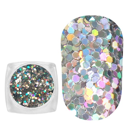 Komilfo spangles 104K size 1 mm, (silver, hologram) E 2.5 g Komilfo spangles 104K size 1 mm, (silver, hologram) E 2.5 g