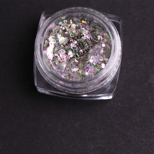 Komilfo sequins MIX chameleon 007, mix sizes, (pink/green/gold), 1.5 g