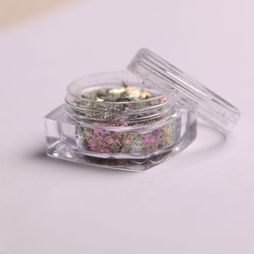 Komilfo sequins MIX chameleon 007, mix sizes, (pink/green/gold), 1.5 g