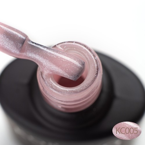 Komilfo KC Glitter French Base Collection №KC005 (beige and pink with silver micro shine), 15 ml