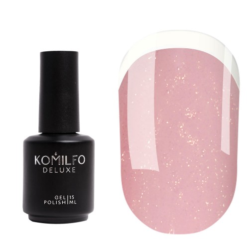 Komilfo KC Glitter Rubber French Base №KC004 (beige and pink with gold micro shine), 15 ml Komilfo KC Glitter Rubber French Base №KC004 (beige and pink with gold micro shine), 15 ml