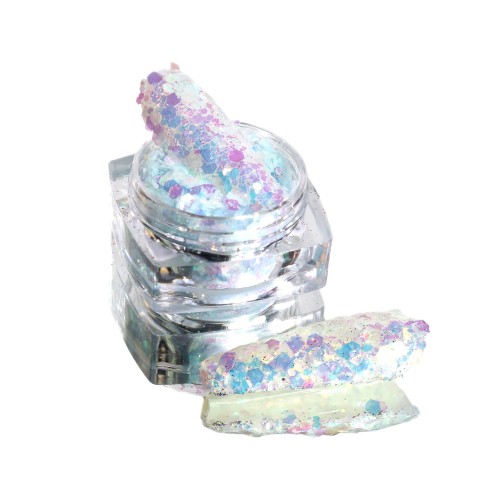 Komilfo photochromic sequins MIX-007, mix sizes, (turquoise/violet photochrome), 2.5 g