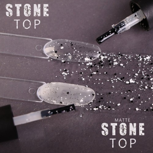 Komilfo No Wipe Matte Top Stone – Matte top without a SL with black and white elements, 8 ml