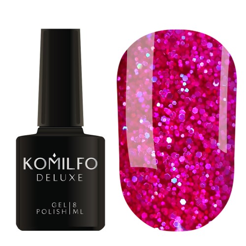 Gel Polish Komilfo Stardust Glitter 001 (hot pink with sparkles), 8 ml Gel Polish Komilfo Stardust Glitter 001 (hot pink with sparkles), 8 ml