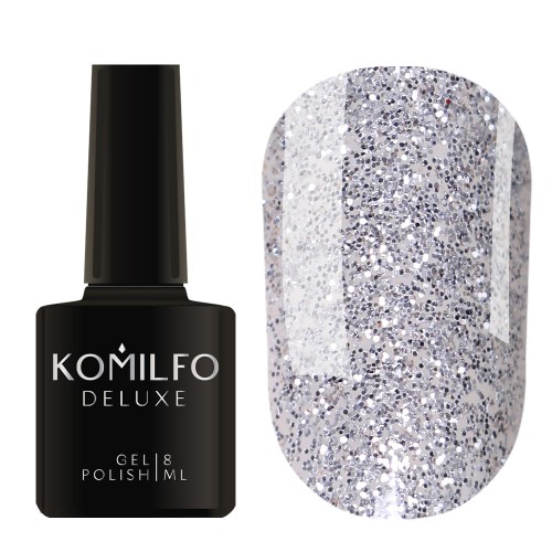 Gel Polish Komilfo DeLuxe Series G004 (dark silver glitter), 8 ml Gel Polish Komilfo DeLuxe Series G004 (dark silver glitter), 8 ml
