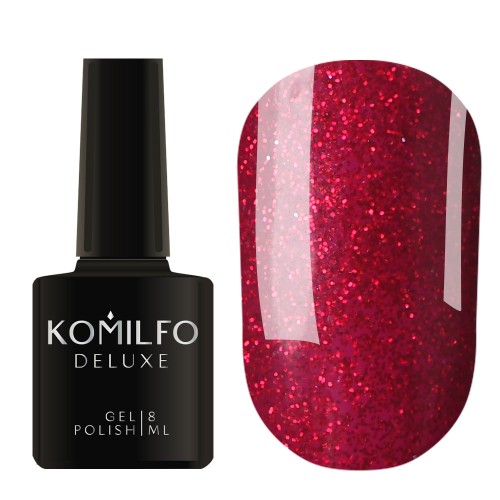 Gel Polish Komilfo DeLuxe Series G014 (red with rich fine glitters), 8 ml Gel Polish Komilfo DeLuxe Series G014 (red with rich fine glitters), 8 ml