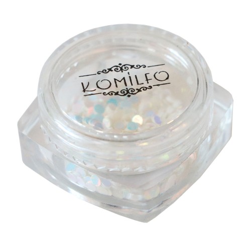 Komilfo disco design №039, transparent, with a silver-blue sheen, 2 mm, (1 g)