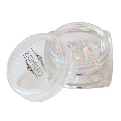 Komilfo disco design №039, transparent, with a silver-blue sheen, 2 mm, (1 g)