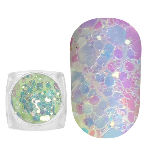 Komilfo photochromic sequins MIX-008, mix sizes, (green/gray photochrome), 2.5 g Komilfo photochromic sequins MIX-008, mix sizes, (green/gray photochrome), 2.5 g