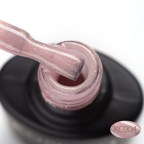 Komilfo KC Glitter Rubber French Base №KC004 (beige and pink with gold micro shine), 8 ml