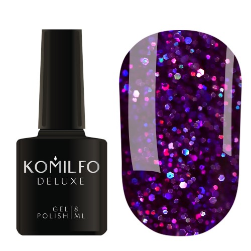 Gel Polish Komilfo Stardust Glitter 002 (rich lilac with glitters), 8 ml Gel Polish Komilfo Stardust Glitter 002 (rich lilac with glitters), 8 ml