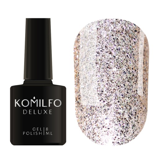 Gel Polish Komilfo DeLuxe Series G005 (rich light golden glitter with a slight pink overflow), 8 ml Gel Polish Komilfo DeLuxe Series G005 (rich light golden glitter with a slight pink overflow), 8 ml