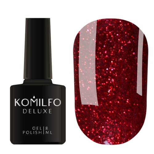 Gel Polish Komilfo DeLuxe Series G015 (dark red with glitter), 8 ml Gel Polish Komilfo DeLuxe Series G015 (dark red with glitter), 8 ml