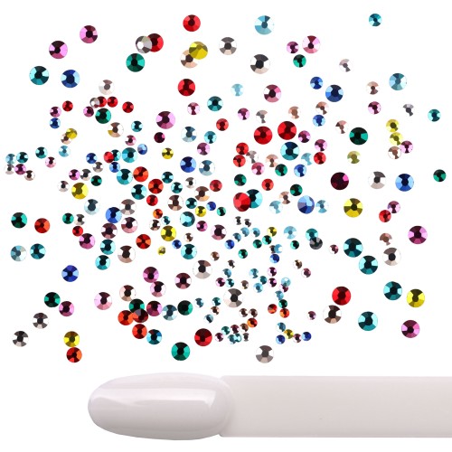 Mix rhinestones (1400 pieces in a package MIX multicolored, different sizes SS3-SS10)