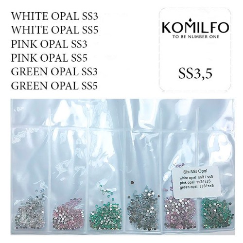 Komilfo rhinestones, Six-Mix Opal (1600 pcs.), Size ss3, ss5