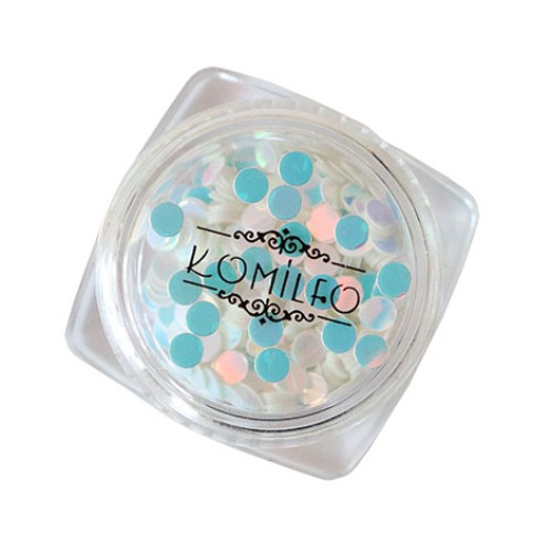 Komilfo disco design №040, transparent, with a silver-blue sheen, 3 mm, (1 g) Komilfo disco design №040, transparent, with a silver-blue sheen, 3 mm, (1 g)