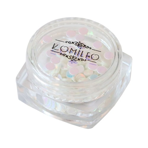 Komilfo disco design №040, transparent, with a silver-blue sheen, 3 mm, (1 g)