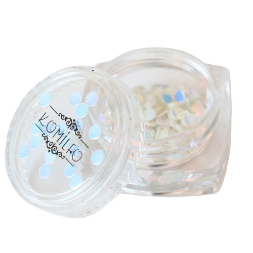 Komilfo disco design №040, transparent, with a silver-blue sheen, 3 mm, (1 g)