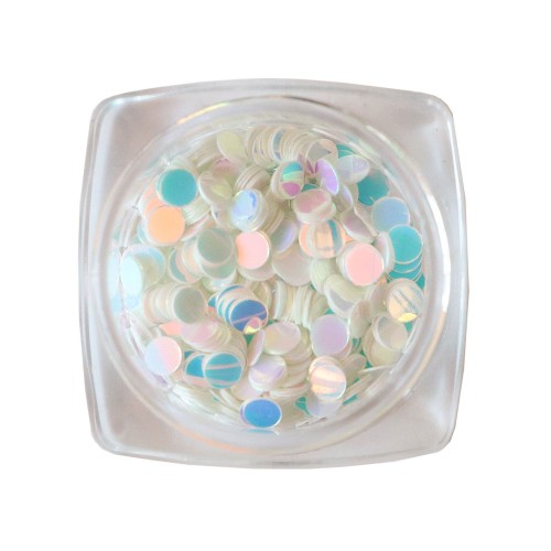 Komilfo disco design №040, transparent, with a silver-blue sheen, 3 mm, (1 g)