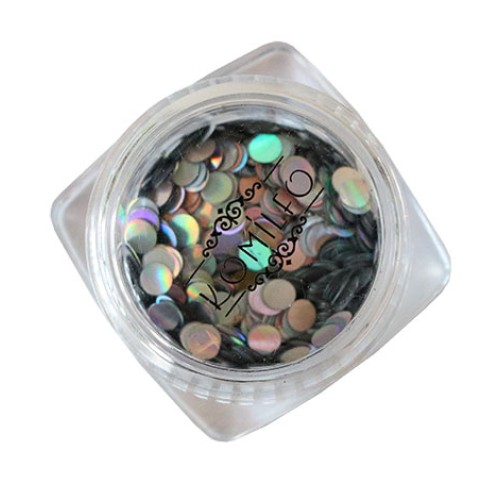 Komilfo disco design №030, silver, hologram, 3 mm, (1 g) Komilfo disco design №030, silver, hologram, 3 mm, (1 g)