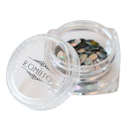Komilfo disco design №030, silver, hologram, 3 mm, (1 g)