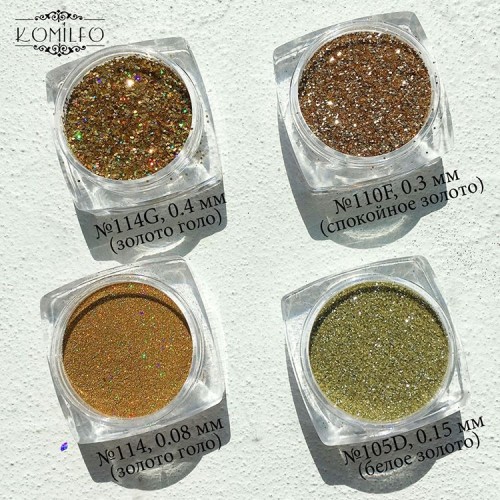 Komilfo spangles 105D, size 0.15 mm, (white gold) E, 2.5 g
