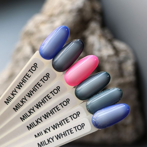 Komilfo No Wipe Milky White Top – top without a sticky layer, milky white, 8 ml