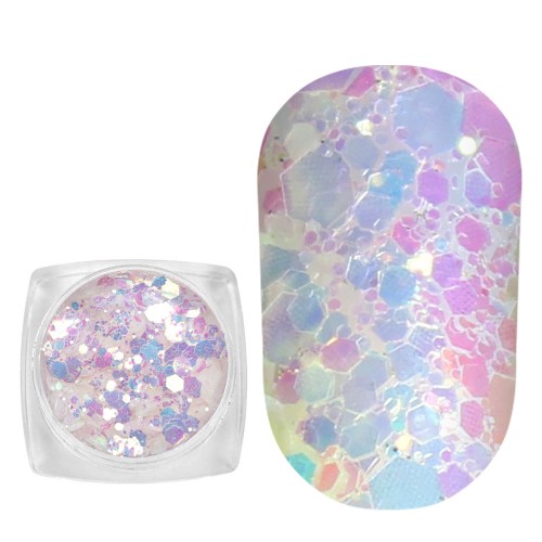 Komilfo photochromic sequins MIX-009, mix sizes, (white/violet photochrome), 2.5 g Komilfo photochromic sequins MIX-009, mix sizes, (white/violet photochrome), 2.5 g